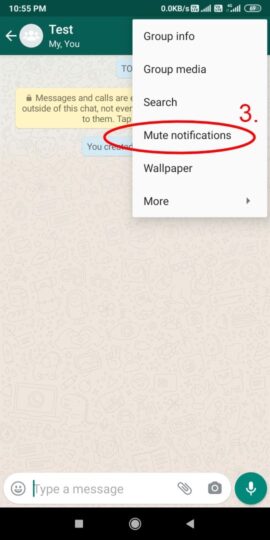 Mute notification in WhatsApp